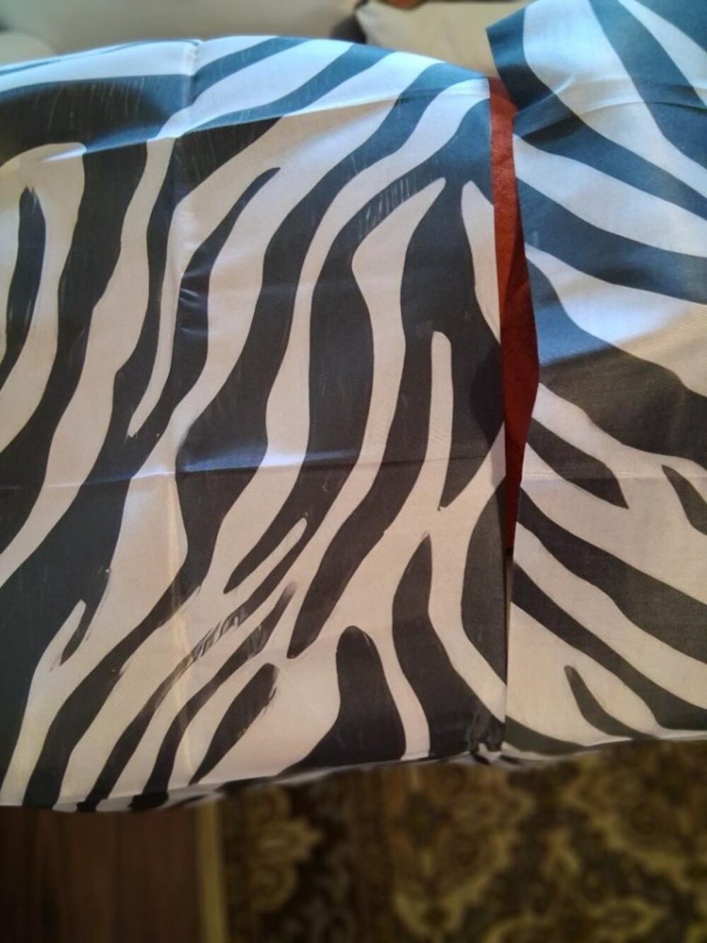 ZEBRA PRINT CURTAINS PRINTED ON ONE SIDE RAW EDGES NWOT 21"wide X44"long